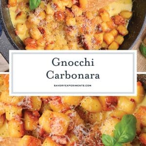 collage of gnocchi carbonara for pinterest