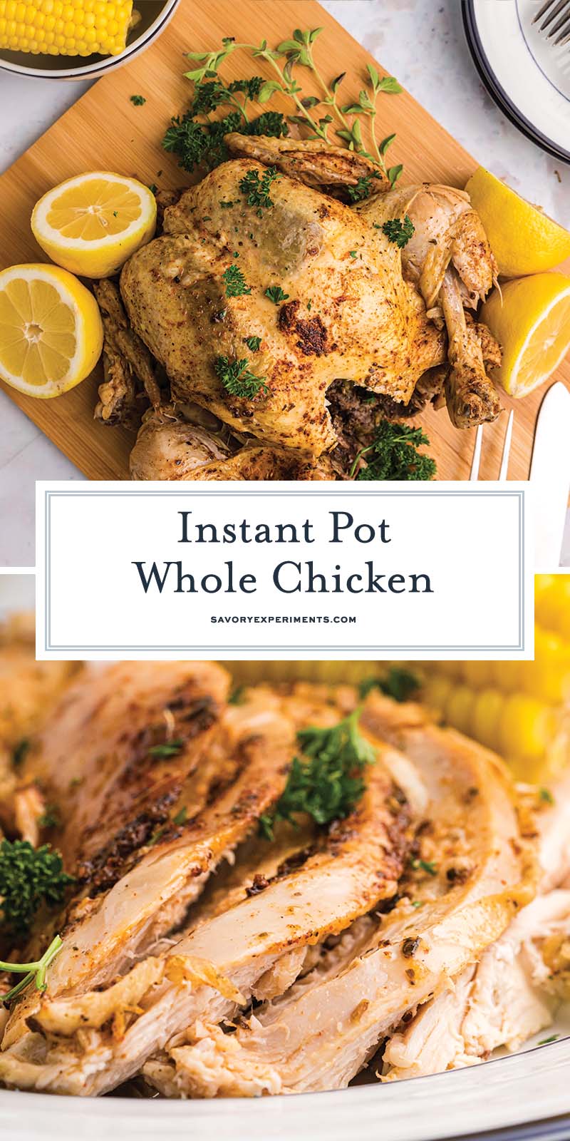 collage of instant pot whole chicken for pinterest