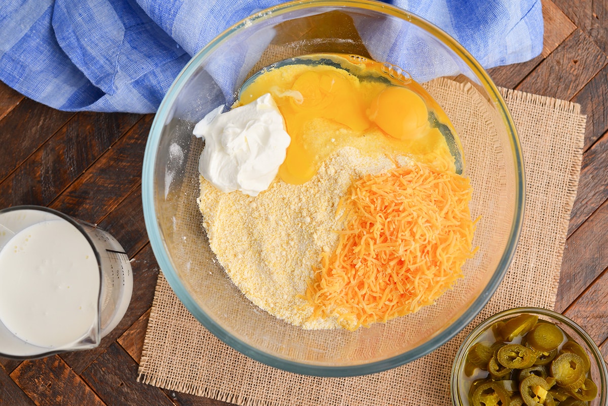 cornbread ingredients in a bowl