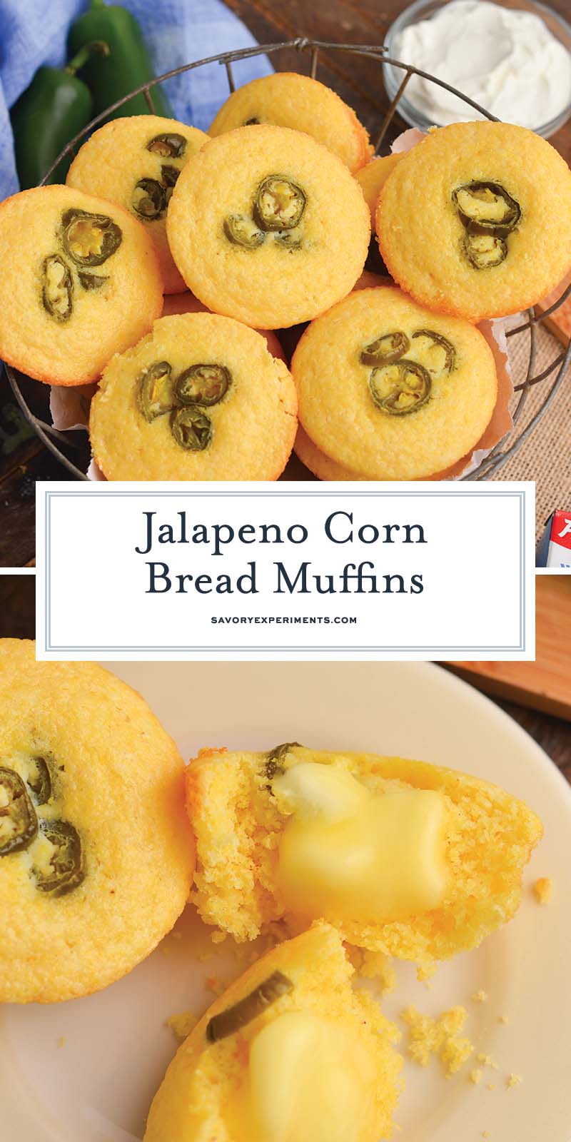 collage of corn bread muffins for pinterest