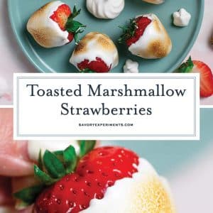 collage of toasted marshmallow strawberries for pinterest