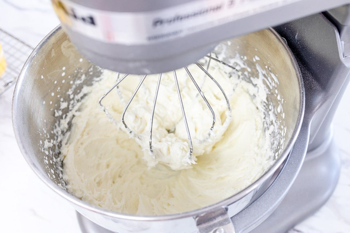 mixer mixing vanilla buttercream