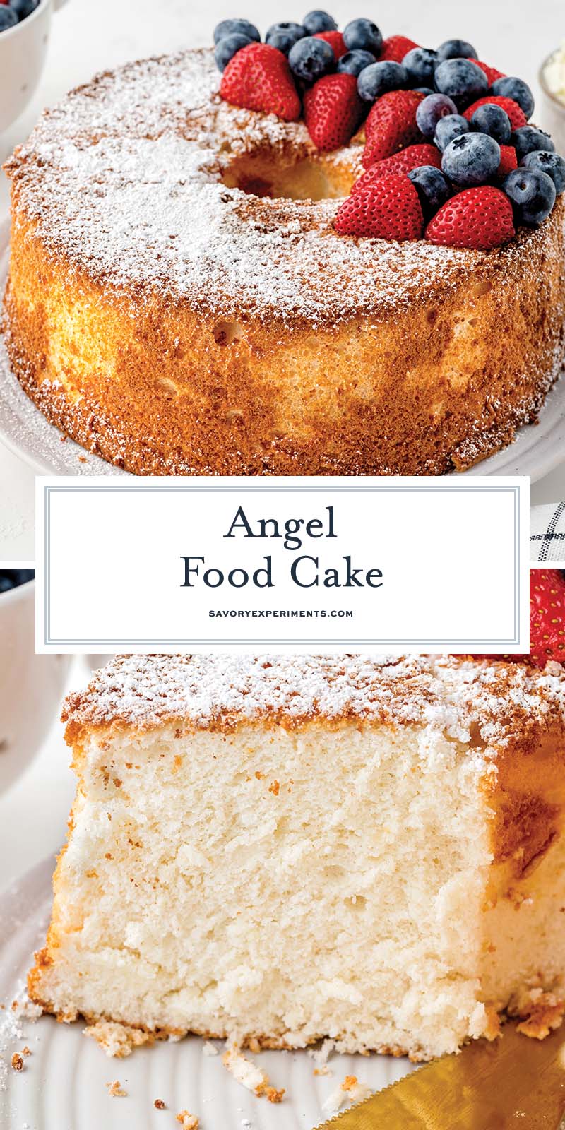 collage of angel food cake for pinterest