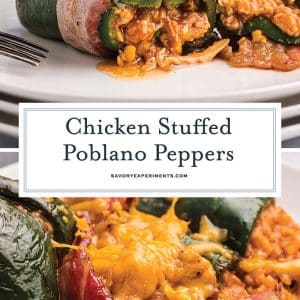 collage of stuffed poblano peppers for pinterest