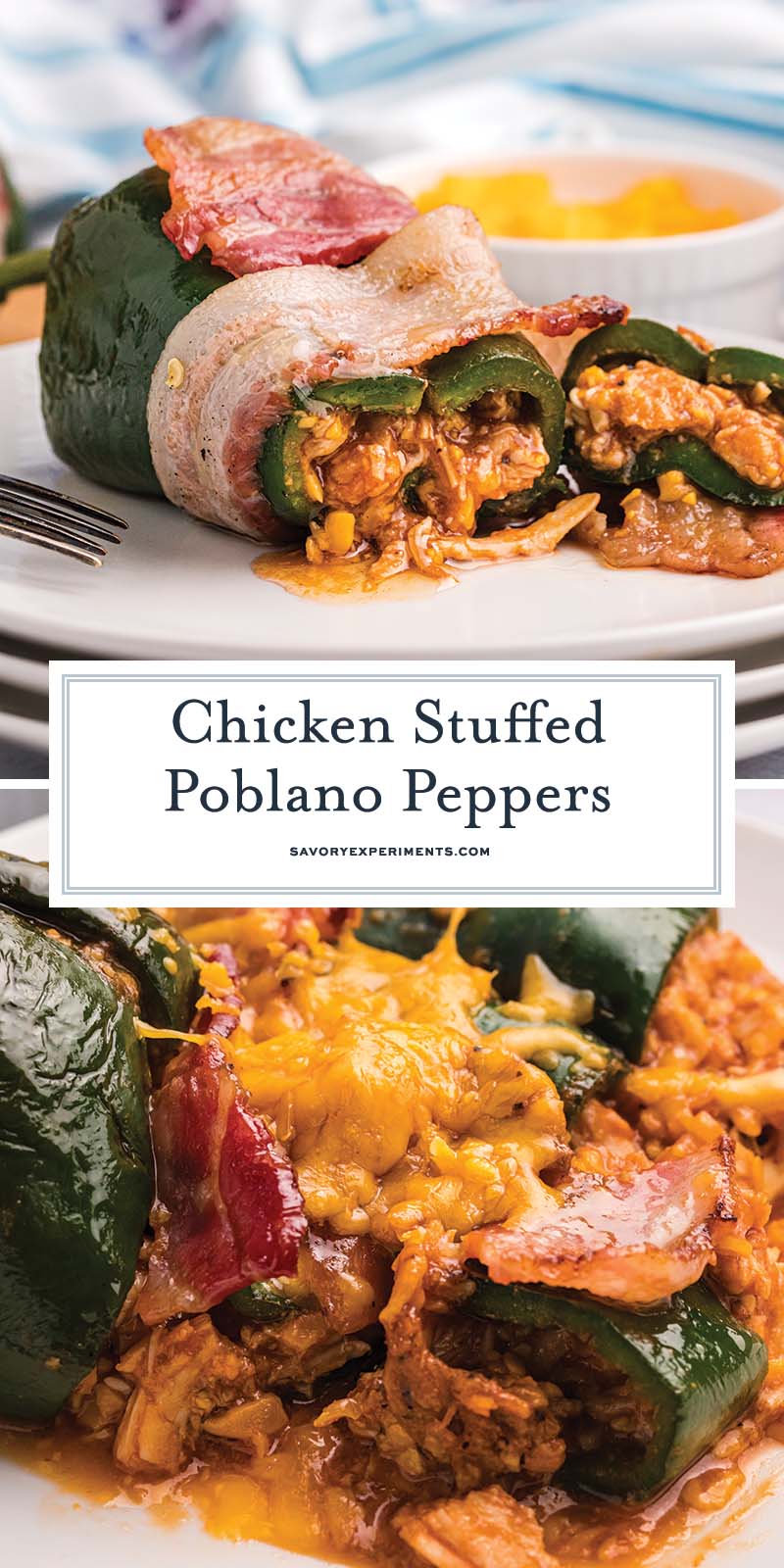 collage of stuffed poblano peppers for pinterest