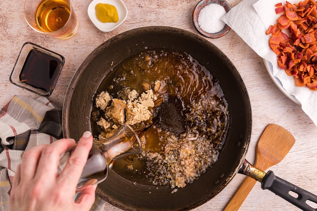 jam ingredients poured into pan