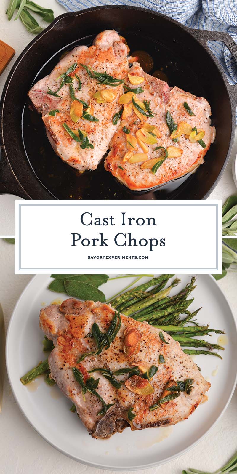 collage of cast iron pork chop recipes for pinterest