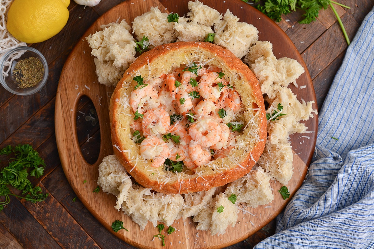 Cream of Shrimp Soup Dip in a Bread Bowl - My Turn for Us