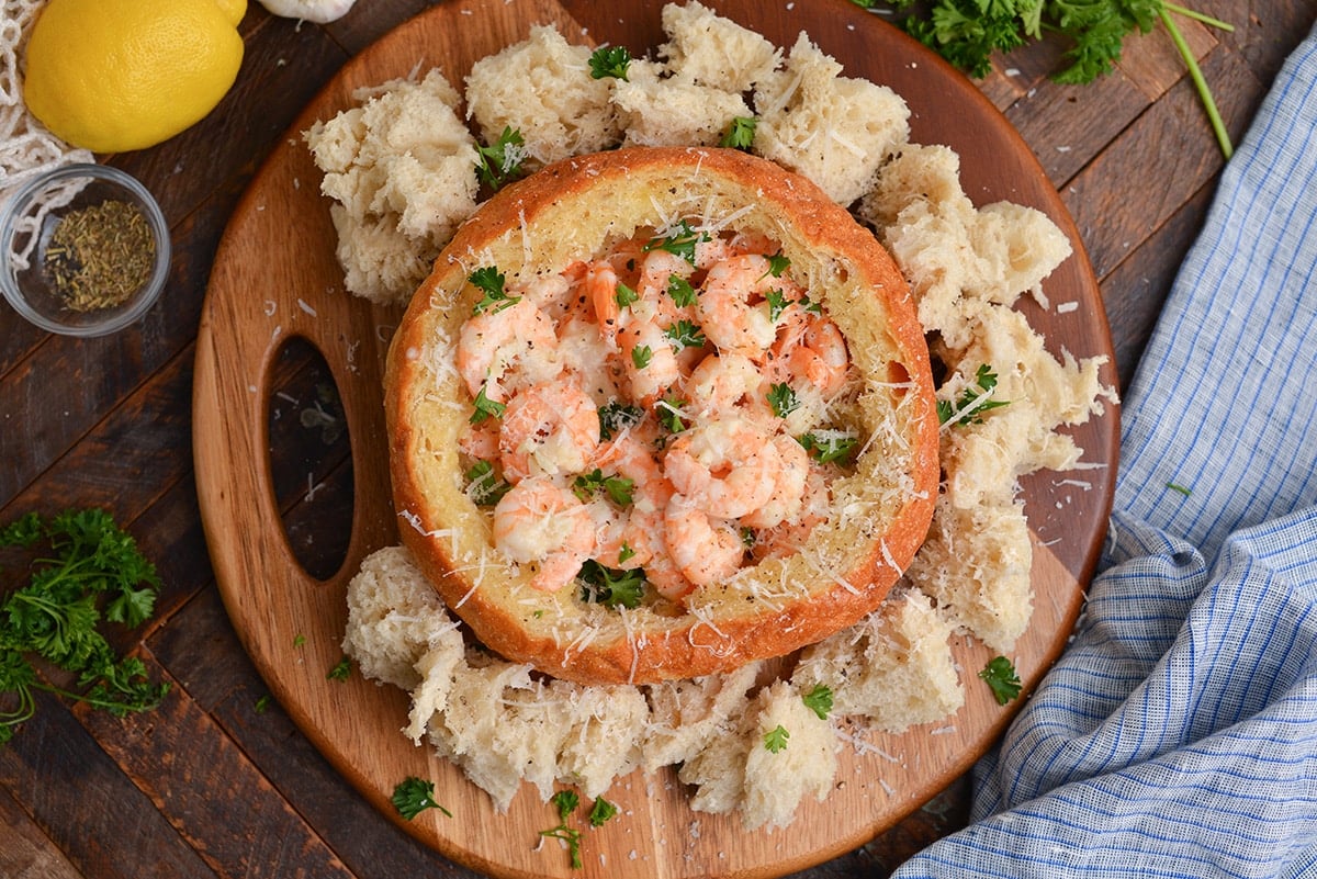 Cream of Shrimp Soup Dip in a Bread Bowl - My Turn for Us