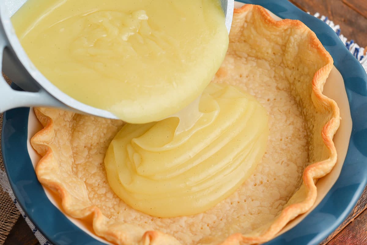 sugar cream filling poured into pie crust