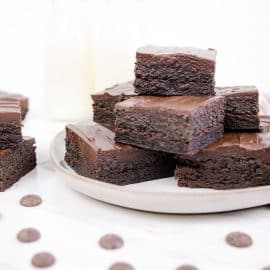 straight on shot of plate of brownies