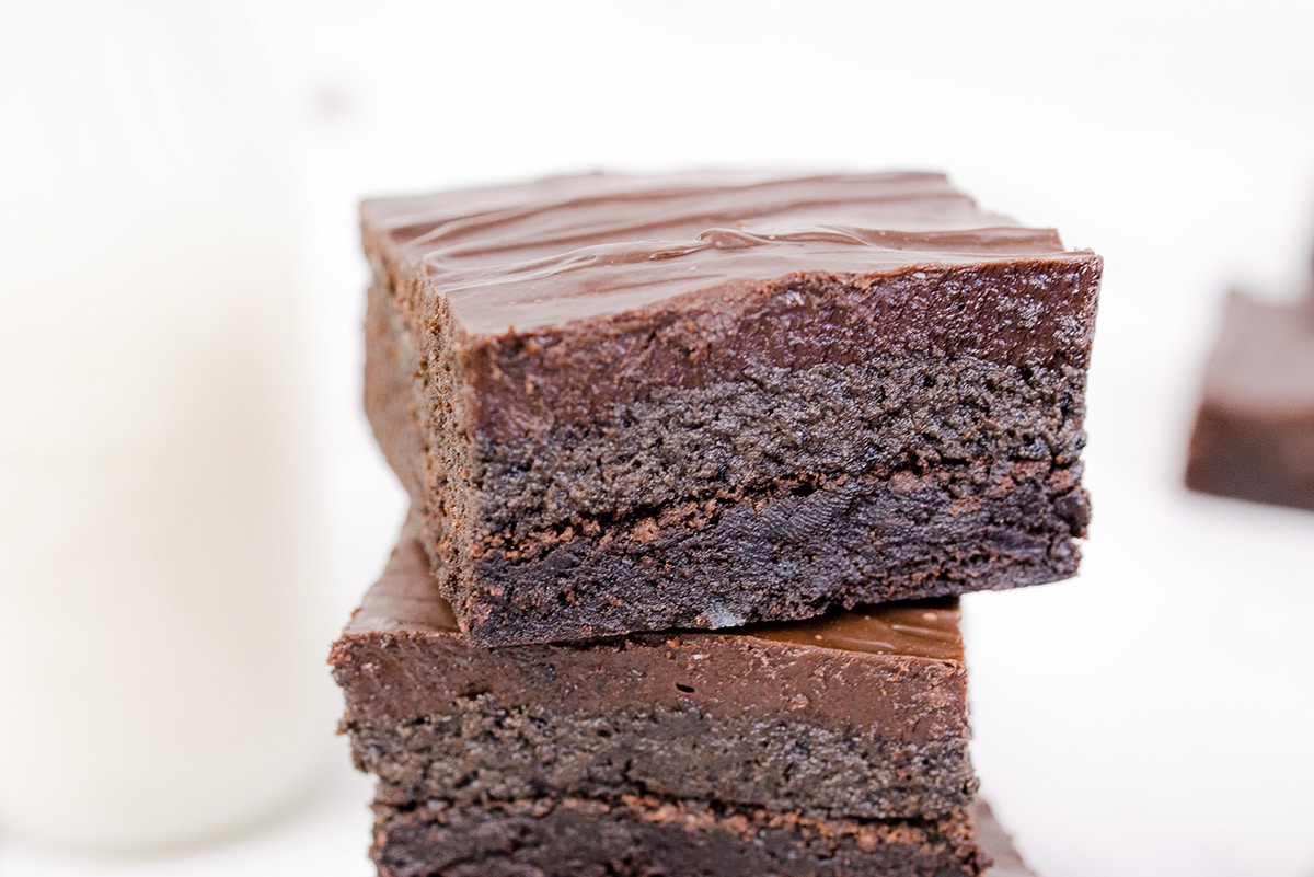 close up of fudgy brownie