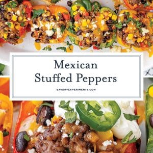 collage of mexican stuffed peppers for pinterest