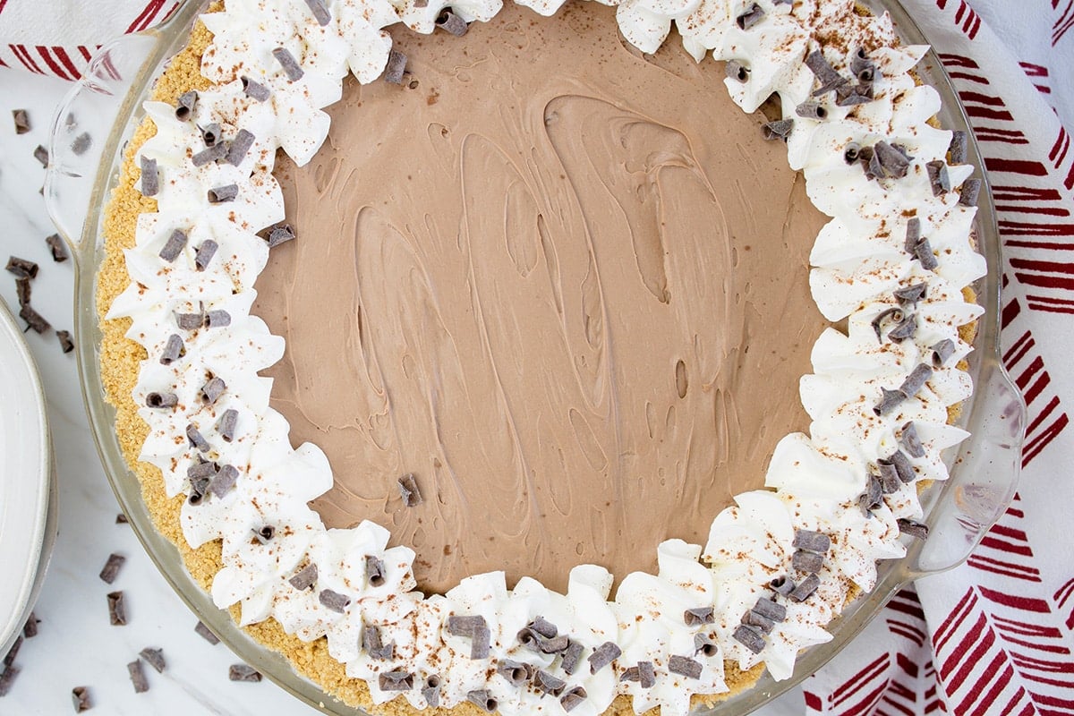 overhead shot of chocolate cheesecake