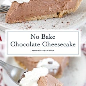 collage of chocolate cheesecake for pinterest