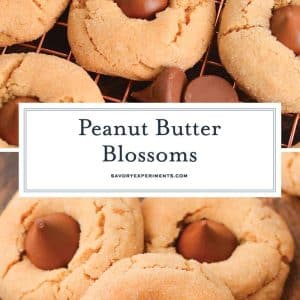 collage of peanut butter blossoms for pinterest