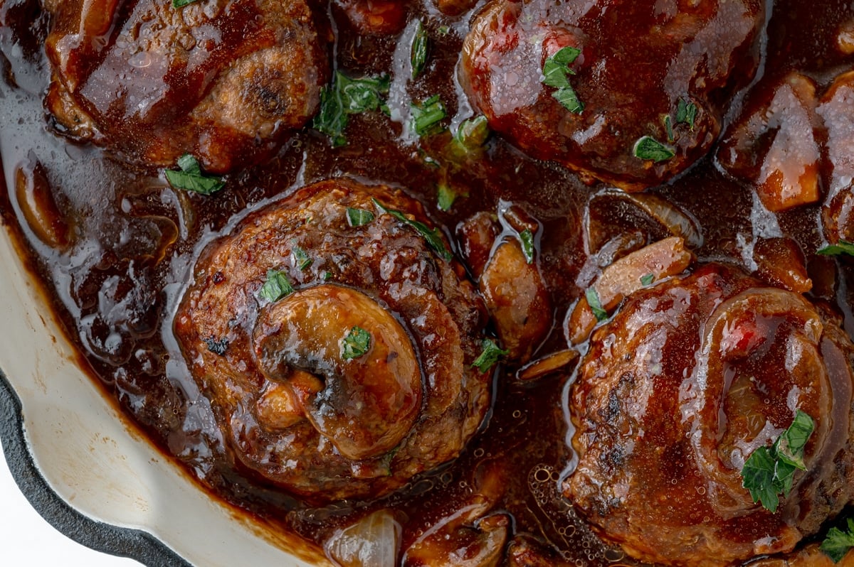 skillet of salisbury steaks