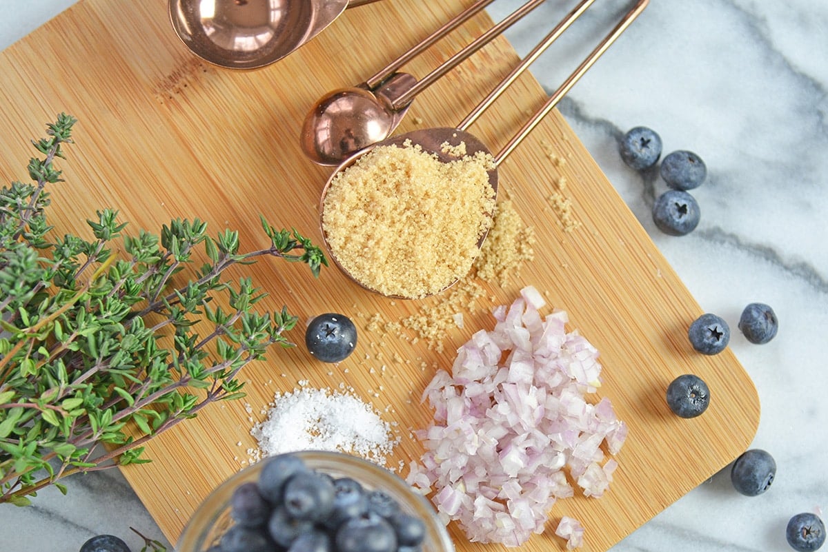 ingredients for making savory blueberry sauce