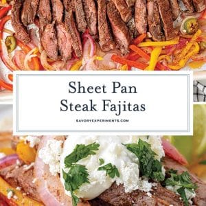 collage of sheet pan steak fajitas for pinterest