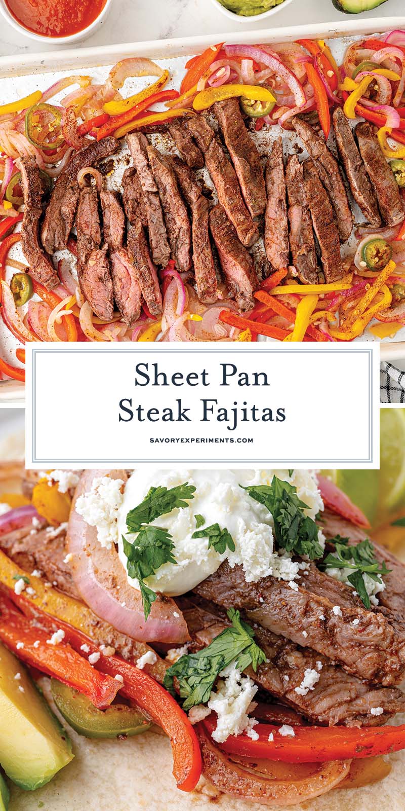 collage of sheet pan steak fajitas for pinterest