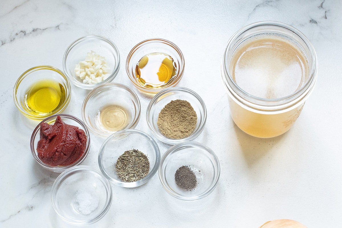 seasonings and broth in a bowl