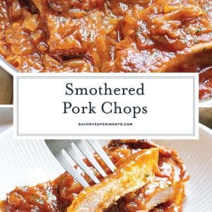 collage for smothered pork chops for pinterest