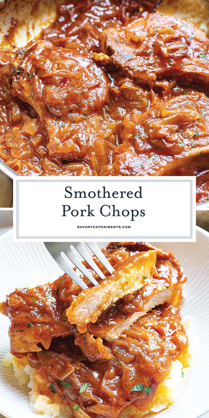 collage for smothered pork chops for pinterest