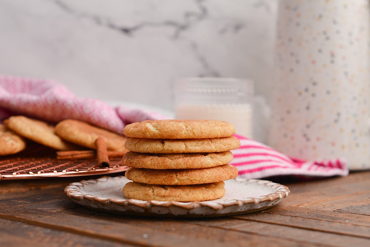 straight on shot of stack of snickerdoodles
