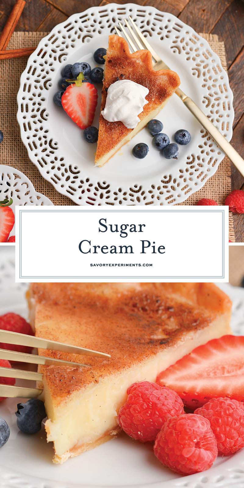 collage of sugar cream pie for pinterest