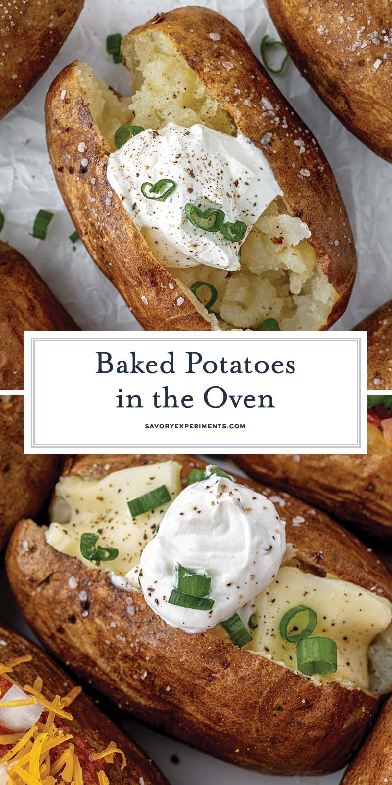 collage of baked potatoes in oven