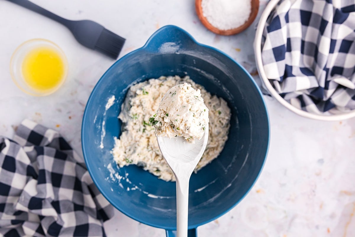 biscuit dough on spoon