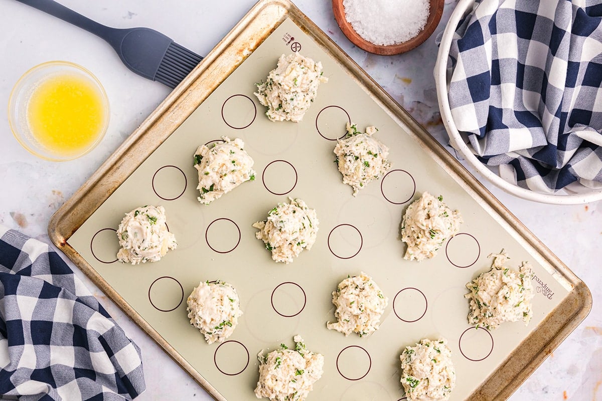 dop biscuit dough on sheet pan