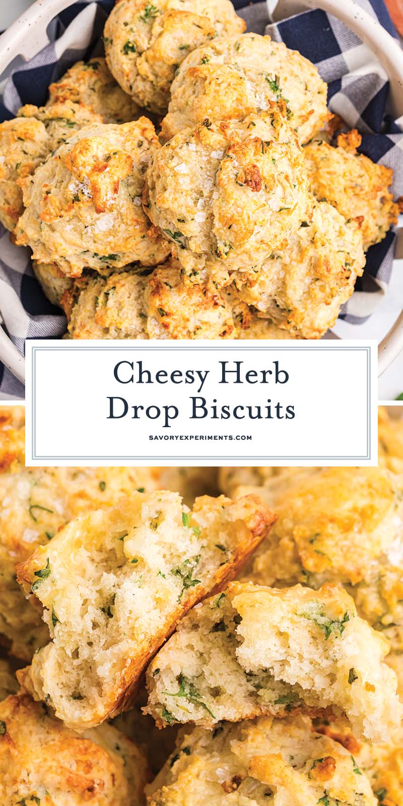collage of cheesy herb biscuits for pinterest