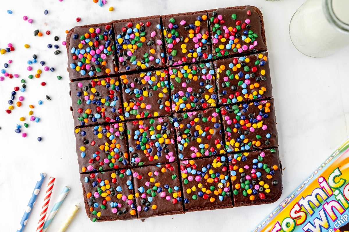 angled sliced cosmic brownies