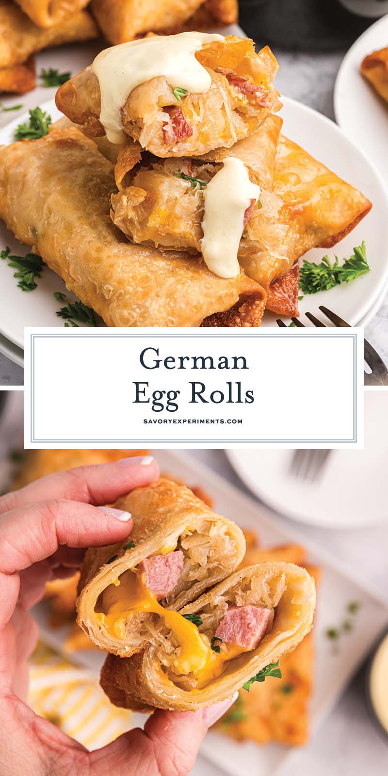 collage of german egg rolls for pinterest