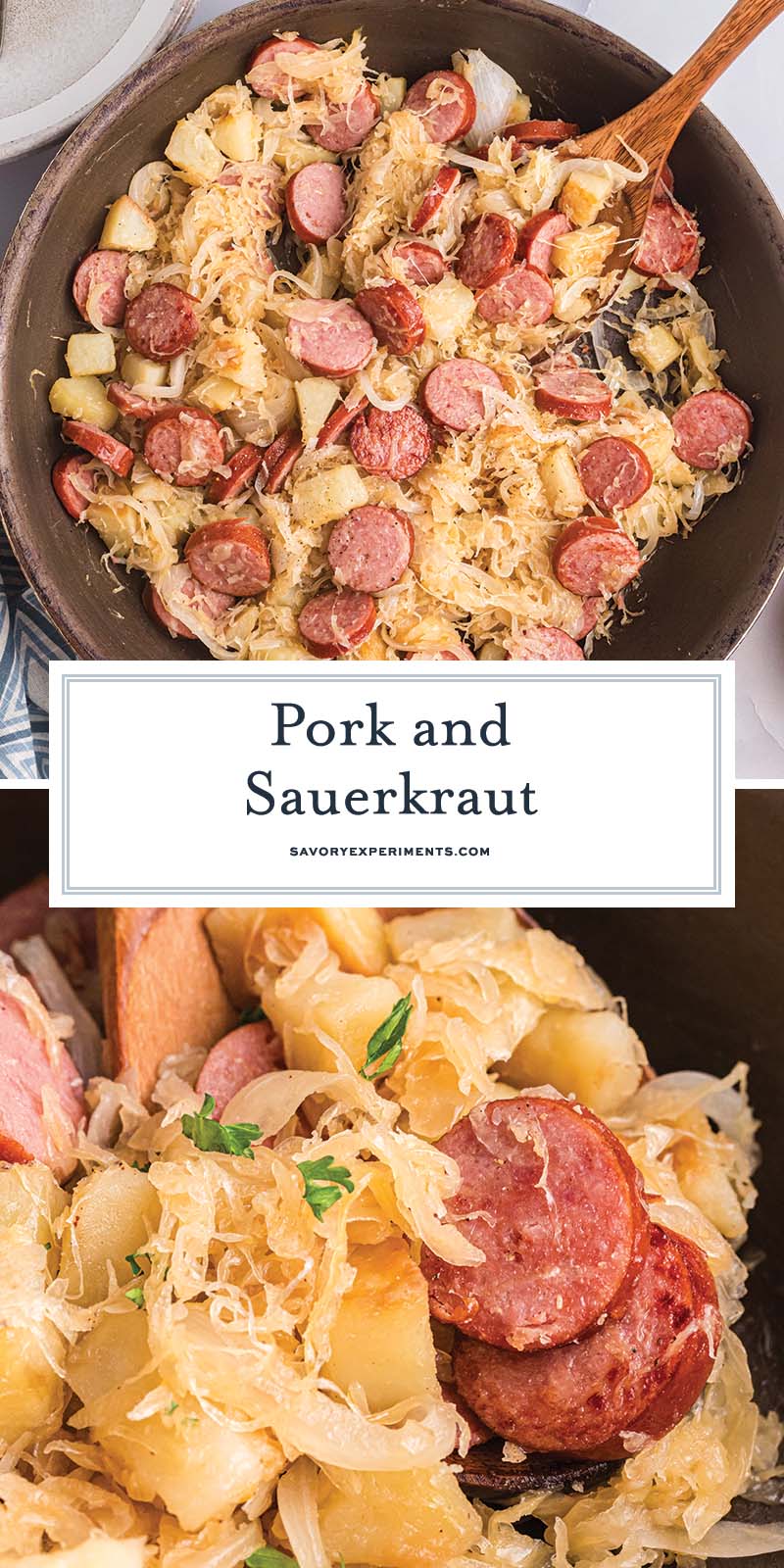 collage of pork and sauerkraut for pinterest