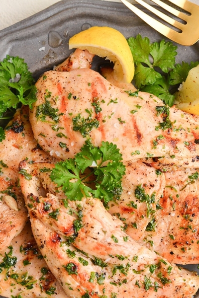 close up of ranch grilled chicken on a plate