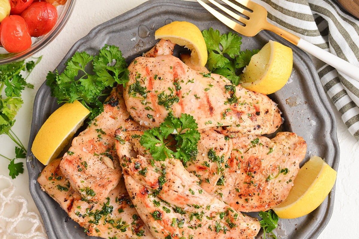 close up of ranch grilled chicken on a plate