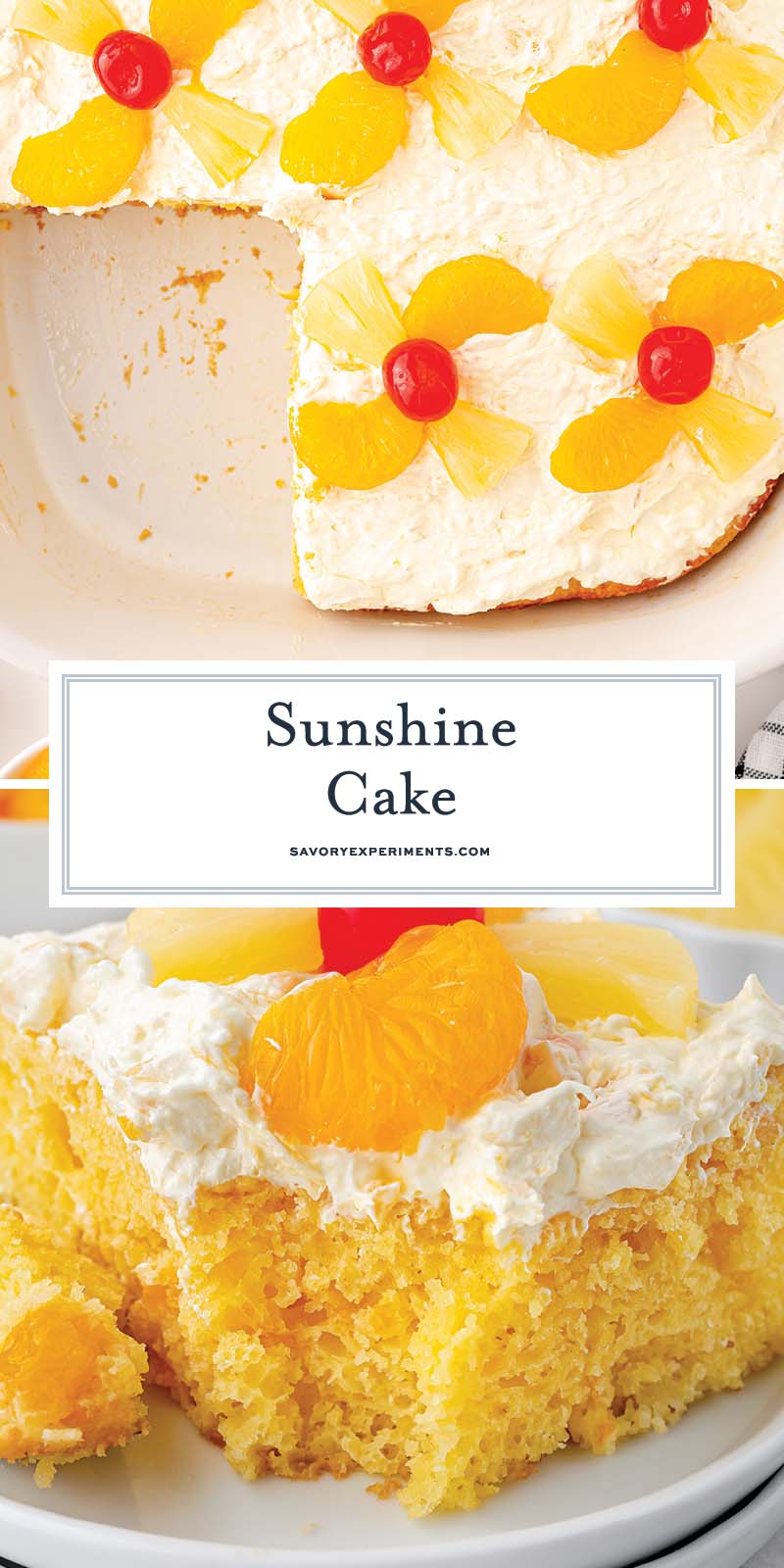 collage of sunshine cake for pinterest