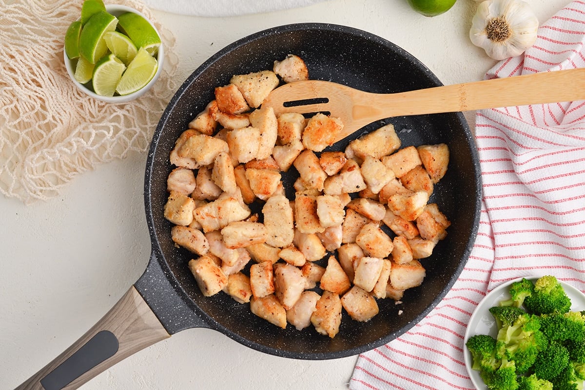 browning chicken in a pan