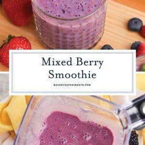 collage of berry smoothie for pinterest