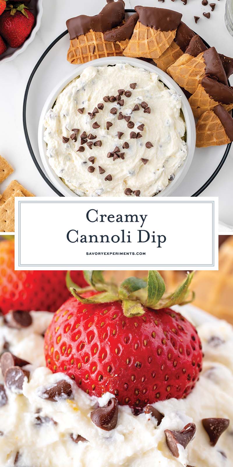 collage of cannoli dip for pinterest