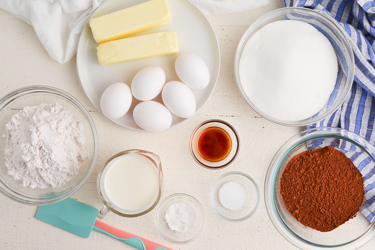 ingredients for chocolate pound cake