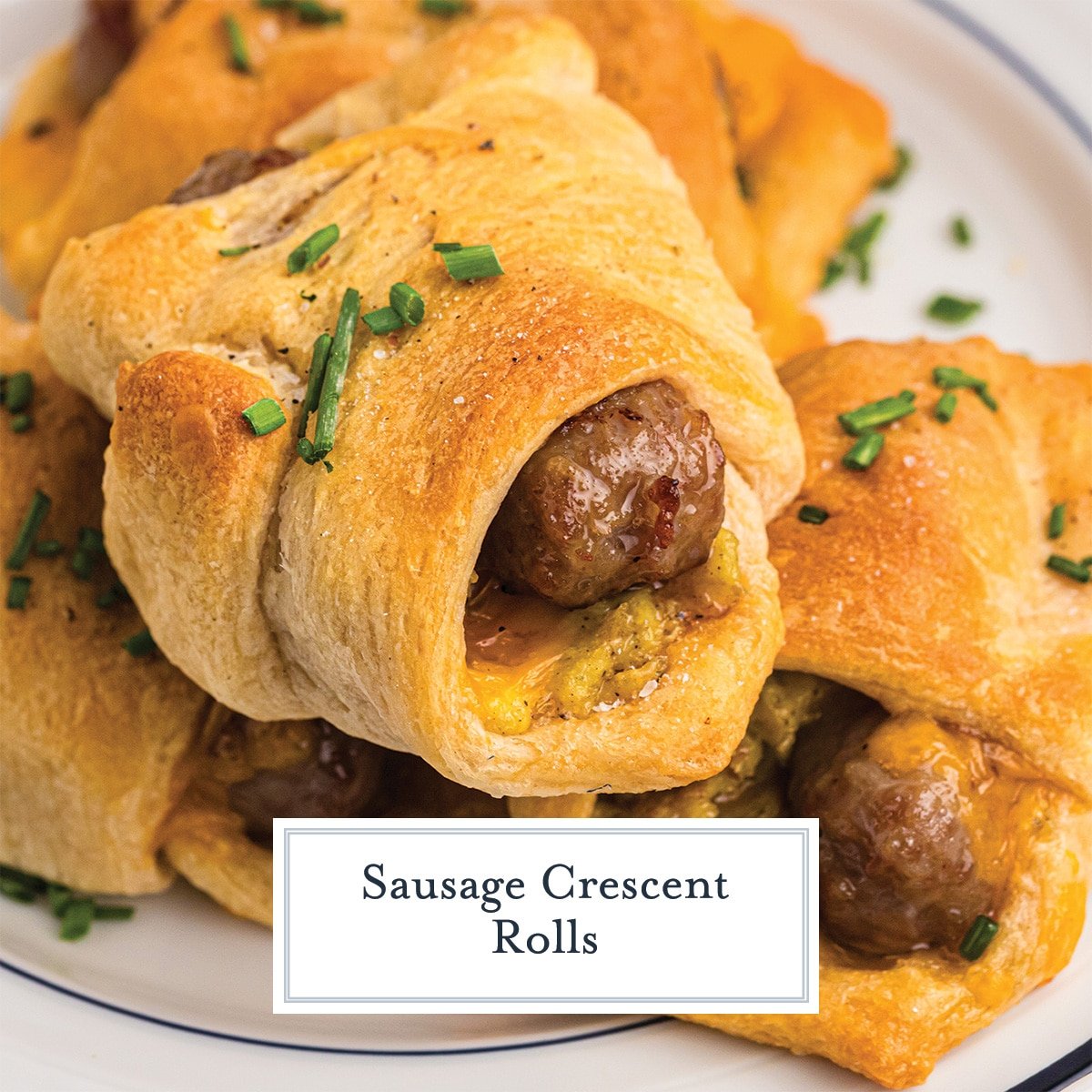 sausage crescent rolls with text overlay