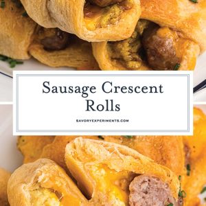 collage of sausage crescent rolls for pinterest