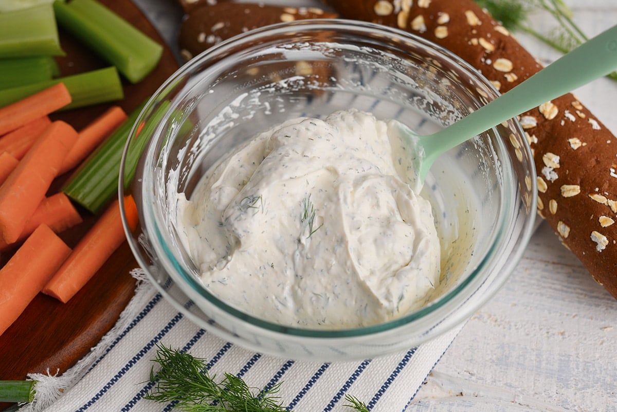 dill dip mixed in bowl