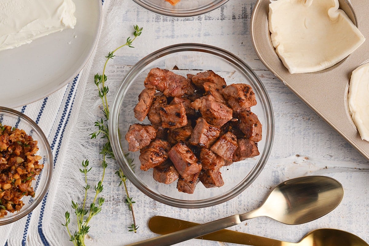 beef pieces for beef wellington appetizer