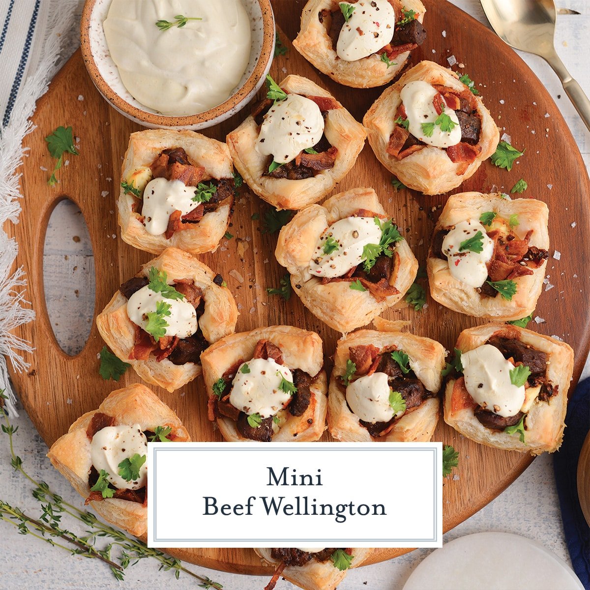 mini beef wellingtons with text overlay