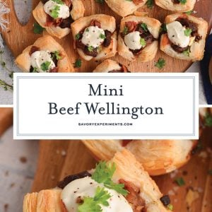 collage of mini beef wellingtons for pinterest