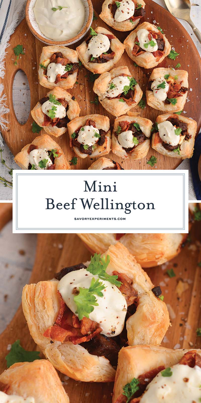 collage of mini beef wellingtons for pinterest